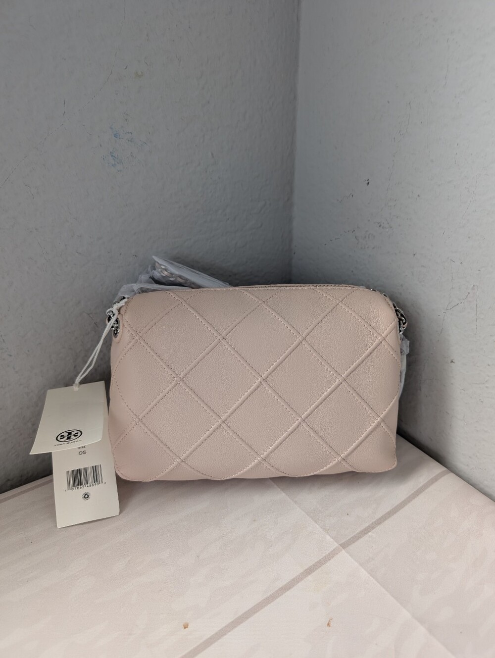 NWT Authentic Tory Burch Fleming Soft Leather Crossbody Bag In Soft Pink